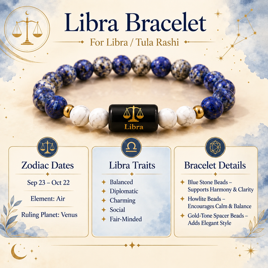 Libra Zodiac Lapis Lazuli & Howlite Bracelet