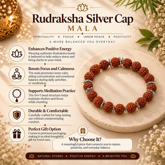 Rudraksha Silver Cap Mala