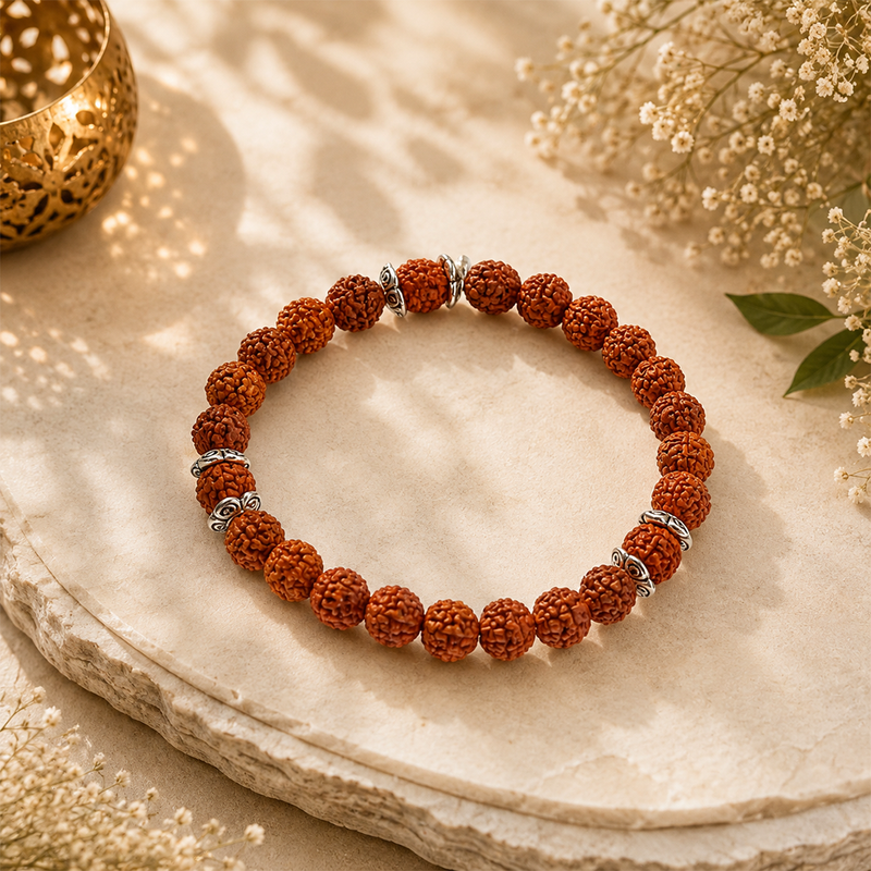 Rudraksha Triple Silver Bracelet