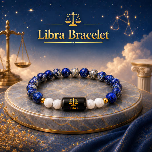 Libra Zodiac Lapis Lazuli & Howlite Bracelet