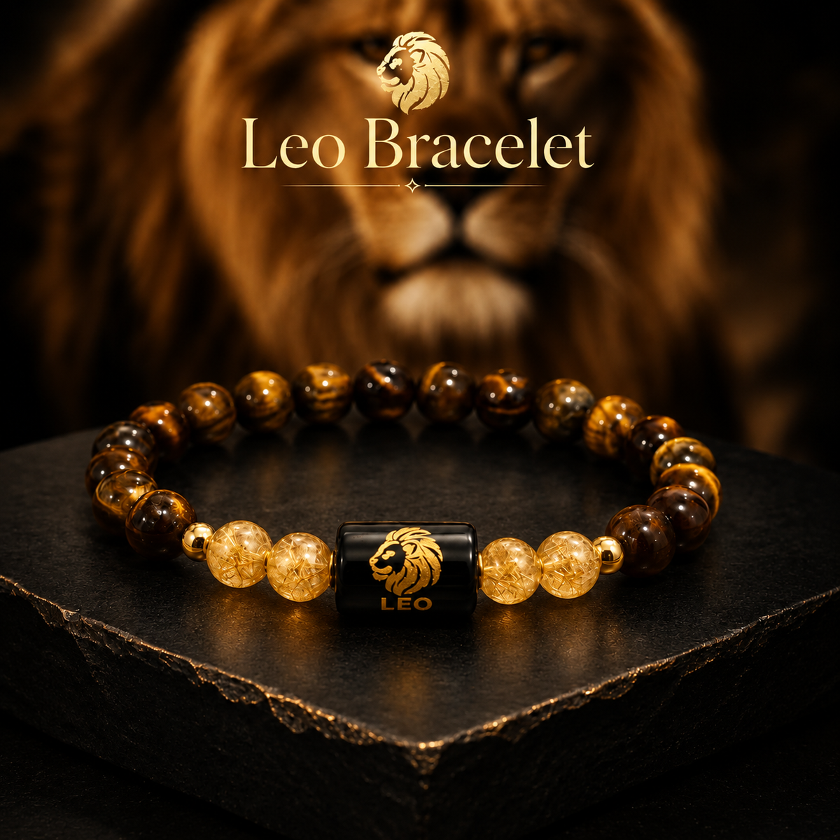 Leo Zodiac Tiger Eye & Citrine Bracelet