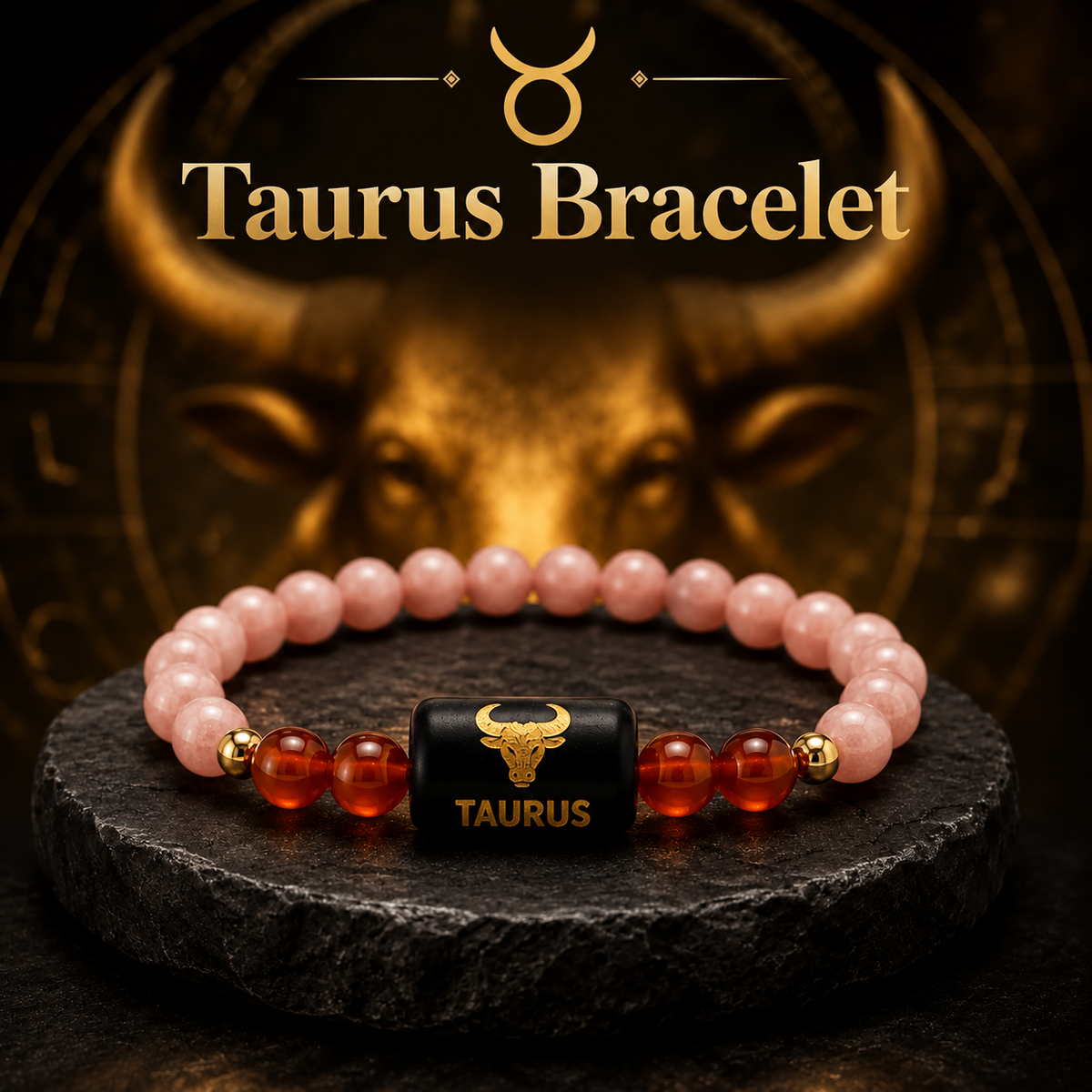 Taurus Zodiac Sunstone & Carnelian Bracelet