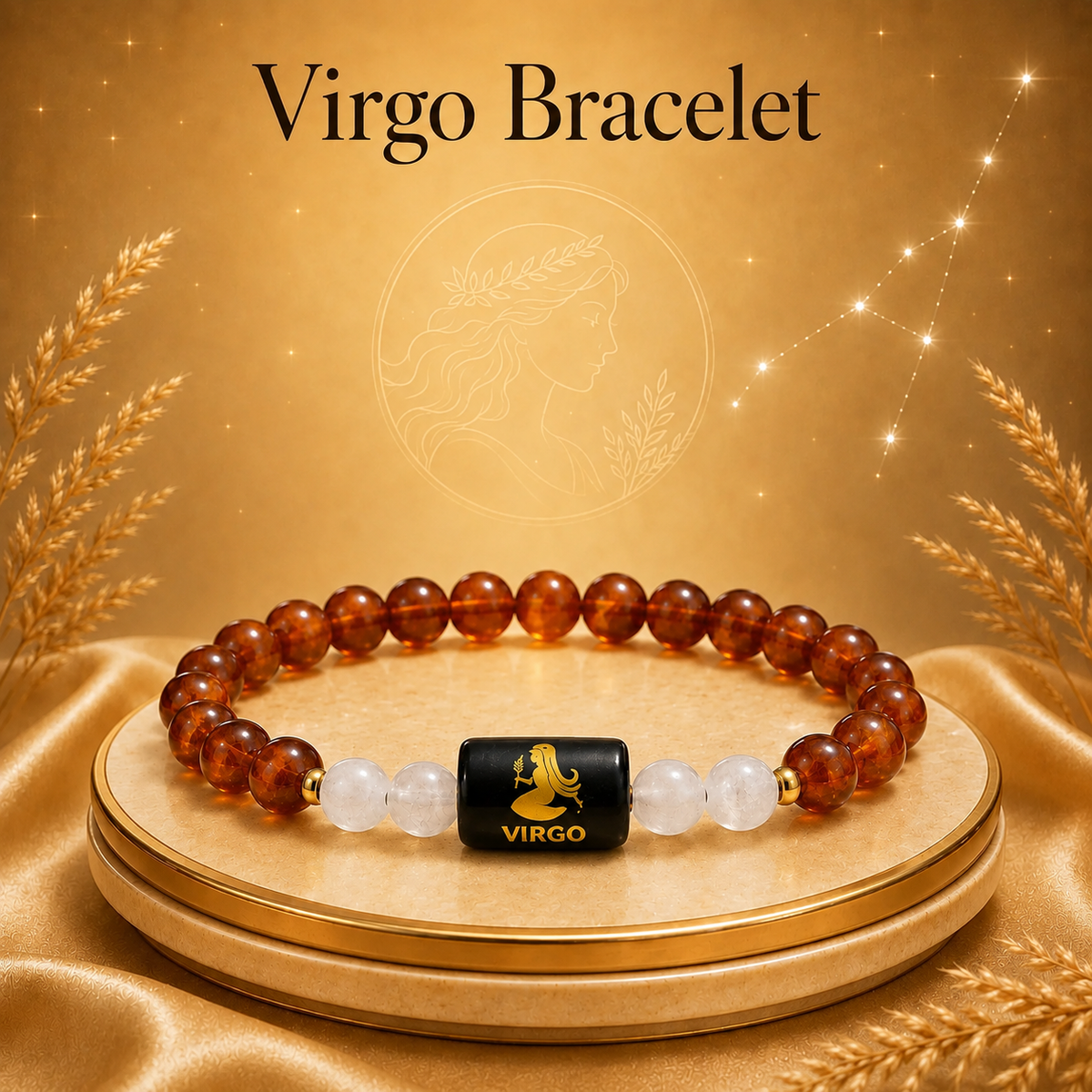 Virgo Zodiac Carnelian & Milky Quartz Bracelet