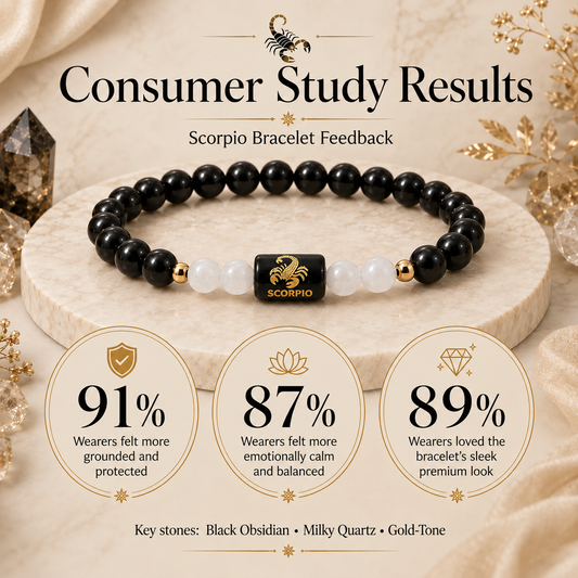 Scorpio Zodiac Black Obsidian & Milky Quartz Bracelet