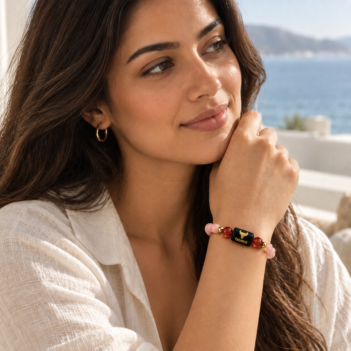 Taurus Zodiac Sunstone & Carnelian Bracelet