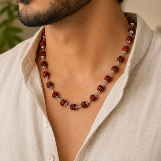 Rudraksha Silver Necklace