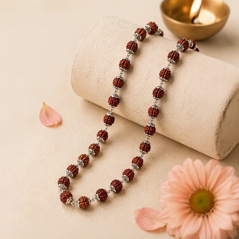 Rudraksha Silver Necklace