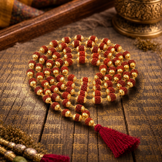 Rudraksha Gold Cap Mala