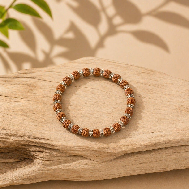 Rudraksha Silver Cap Bracelet