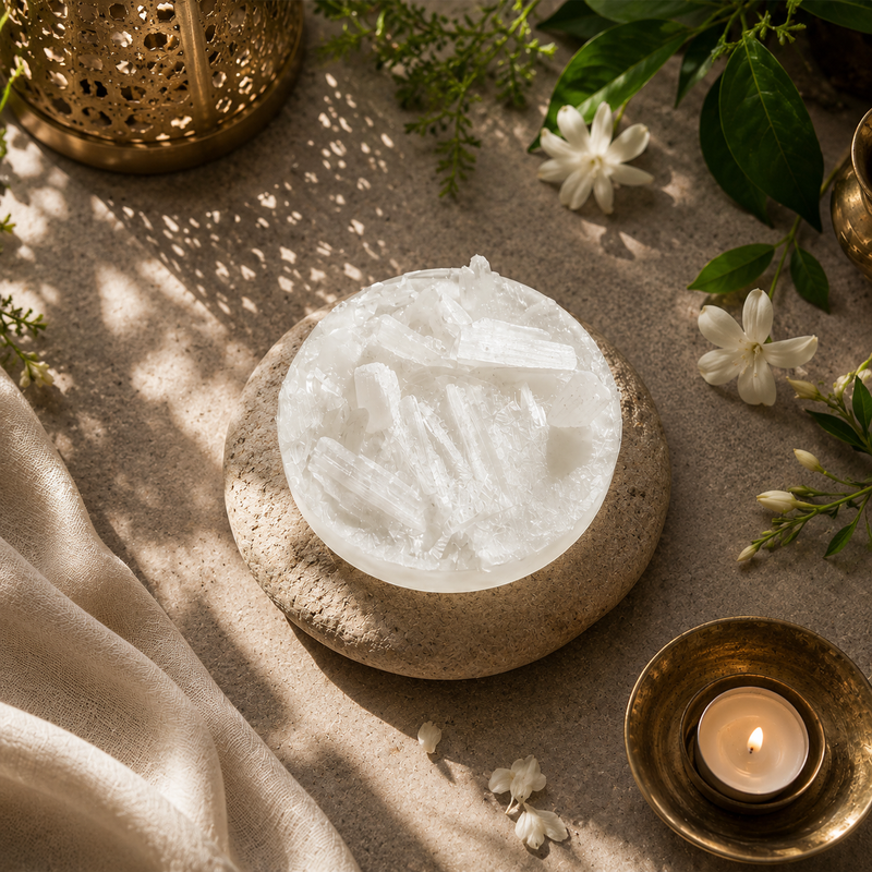 Raw Selenite Crystal Charging Plate